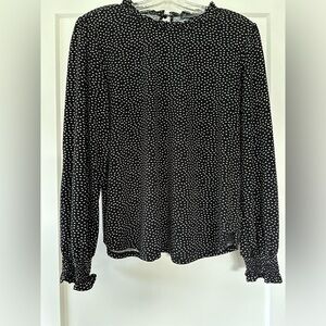 Adrianna Papell sz L woman’s long sleeve ruffle neck & cuff blouse preowned